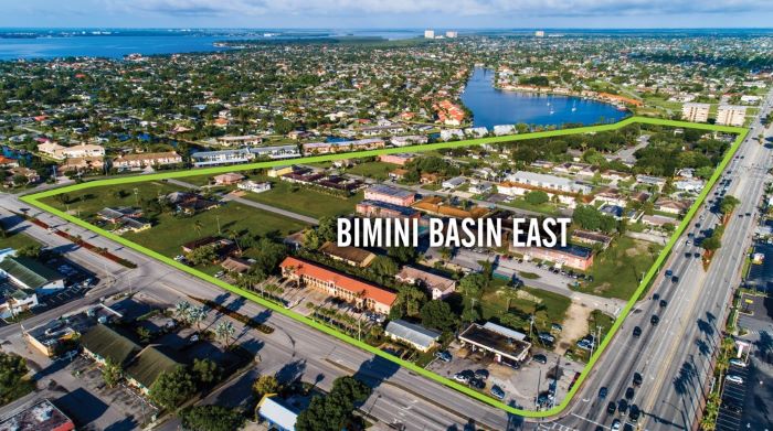 Overhead aerial of the Bimini Basin East redevelopment area in Cape Coral